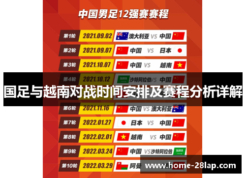 国足与越南对战时间安排及赛程分析详解