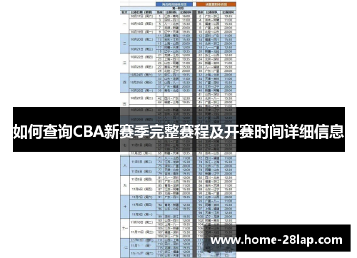 如何查询CBA新赛季完整赛程及开赛时间详细信息